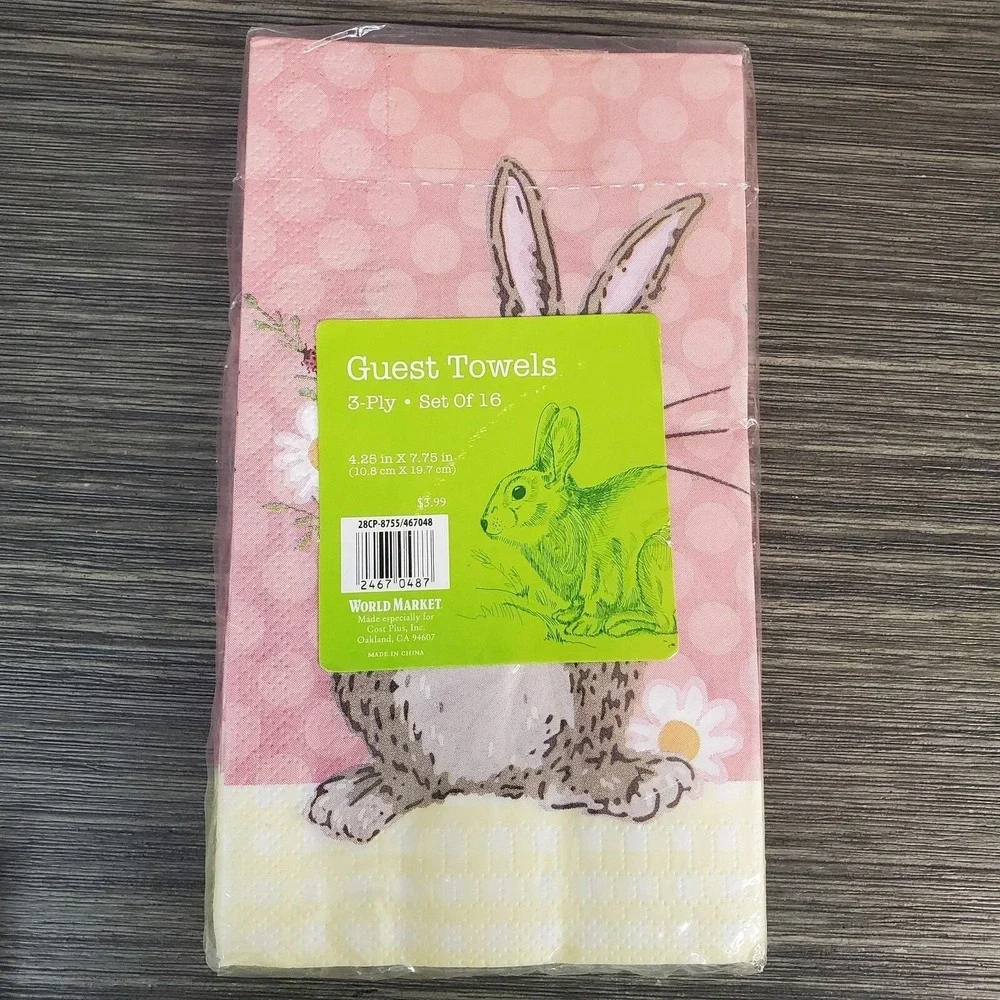 World Market Easter Bunny Rabbit Spring Colorblock Paper‎ Napkins, 2 ea. 16 ct.